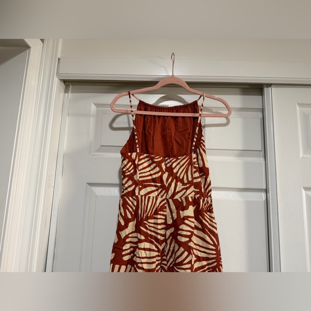 NWT Banana Republic Factory Linen-BLEND HIGH-NECK MIDI DRESS Leaf Print Size 2 - Picture 8 of 10